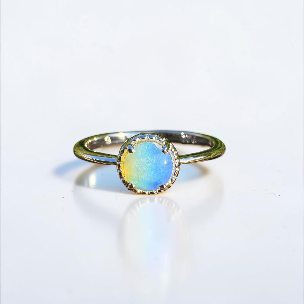 0.5ct Coober Pedy Crystal Opal Ring ~ 'Little Crystal Creek Blues' | 925 Sterling Silver | Solid Australian Opal