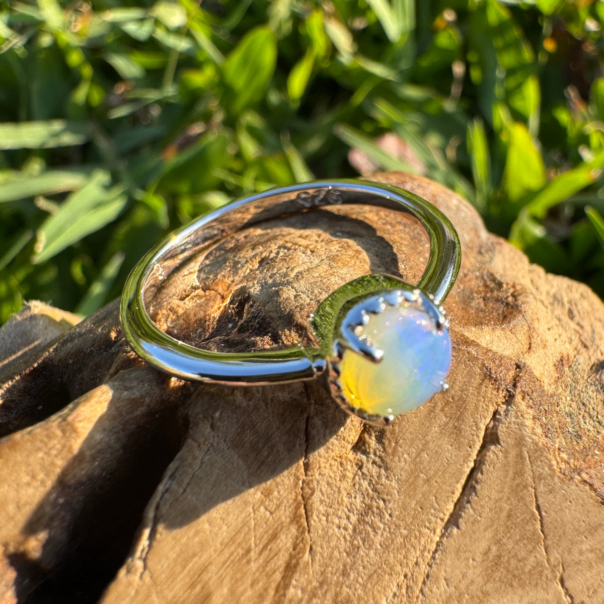 0.5ct Coober Pedy Crystal Opal Ring ~ 'Little Crystal Creek Blues' | 925 Sterling Silver | Solid Australian Opal