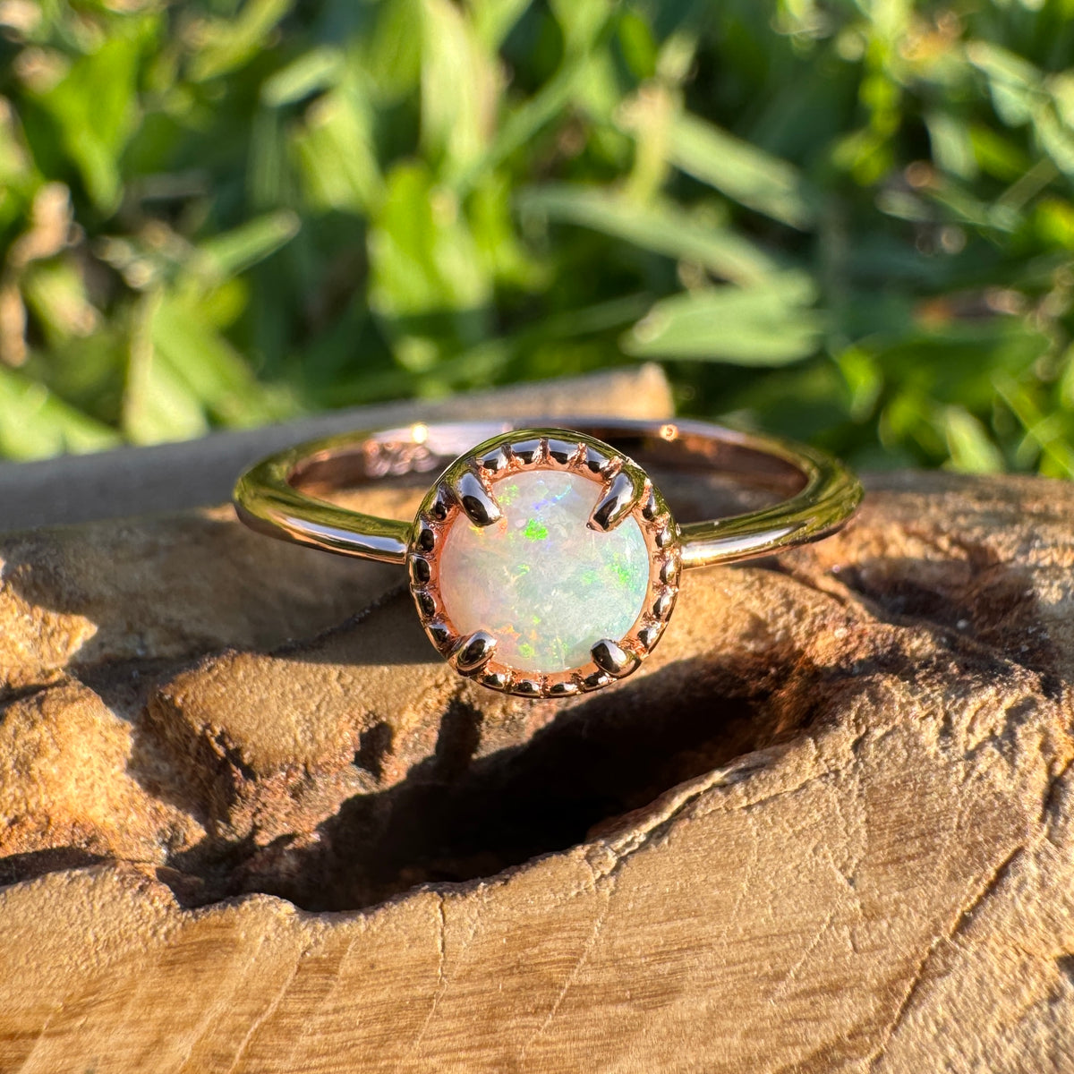0.5ct Coober Pedy Opal Ring ~ 'Lake Wabby Sunrise' | Rose Gold Coated 925 Sterling Silver | Solid Australian Opal