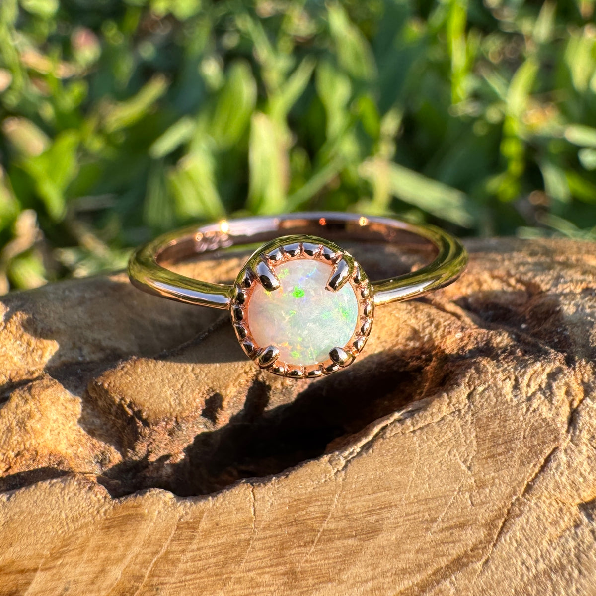 0.5ct Coober Pedy Opal Ring ~ 'Lake Wabby Sunrise' | Rose Gold Coated 925 Sterling Silver | Solid Australian Opal