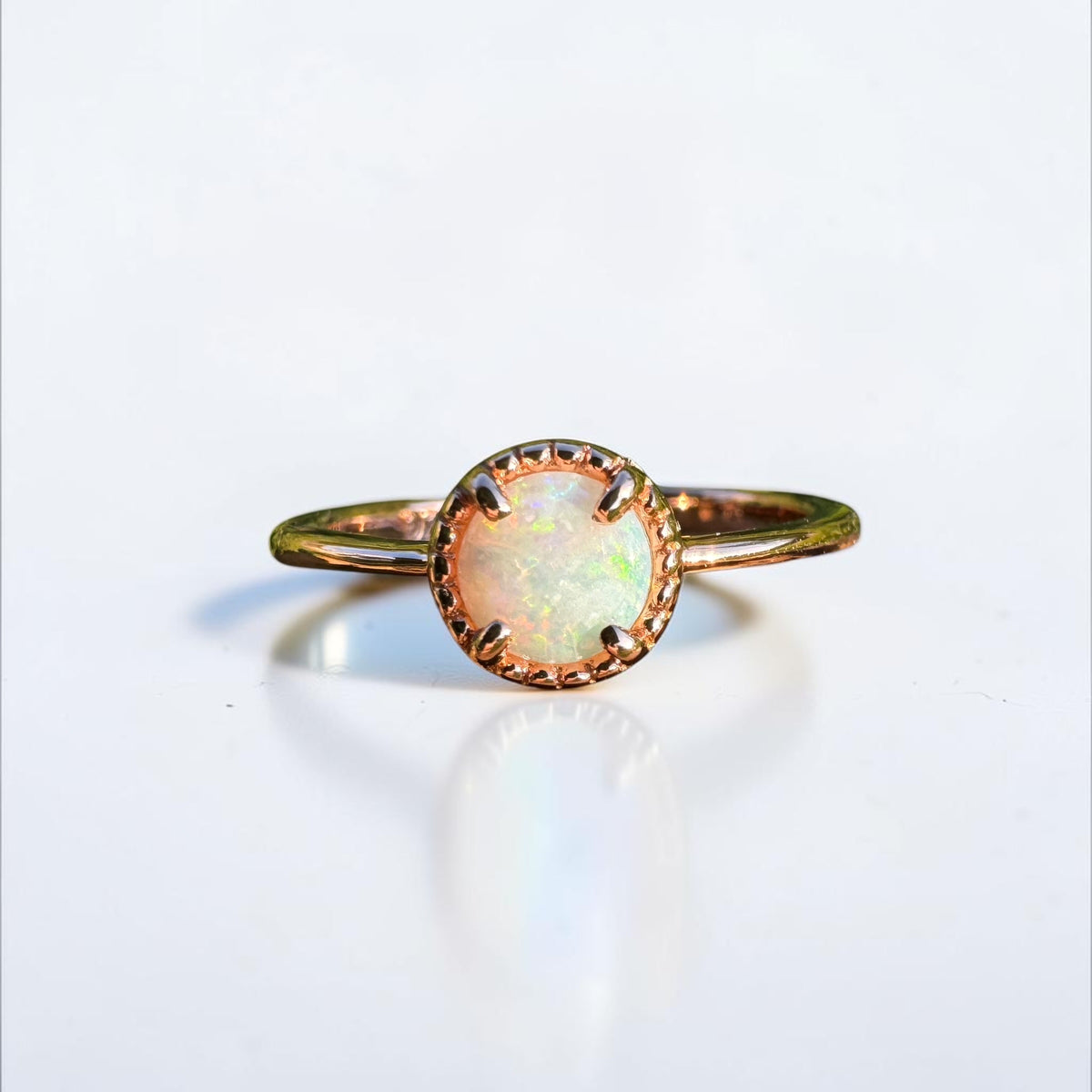 0.5ct Coober Pedy Opal Ring ~ 'Lake Wabby Sunrise' | Rose Gold Coated 925 Sterling Silver | Solid Australian Opal
