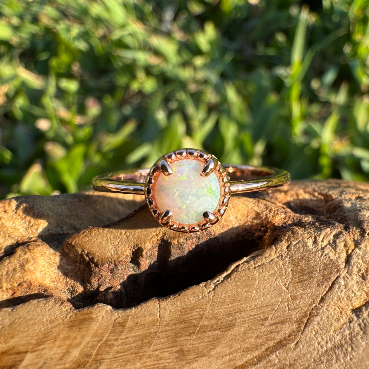 0.5ct Coober Pedy Opal Ring ~ 'Lake Wabby Sunrise' | Rose Gold Coated 925 Sterling Silver | Solid Australian Opal