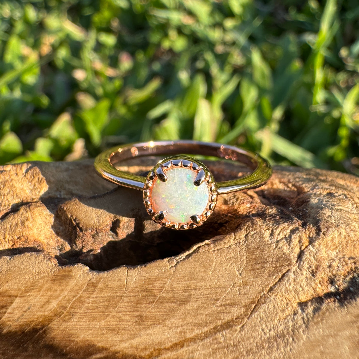 0.5ct Coober Pedy Opal Ring ~ 'Lake Wabby Sunrise' | Rose Gold Coated 925 Sterling Silver | Solid Australian Opal
