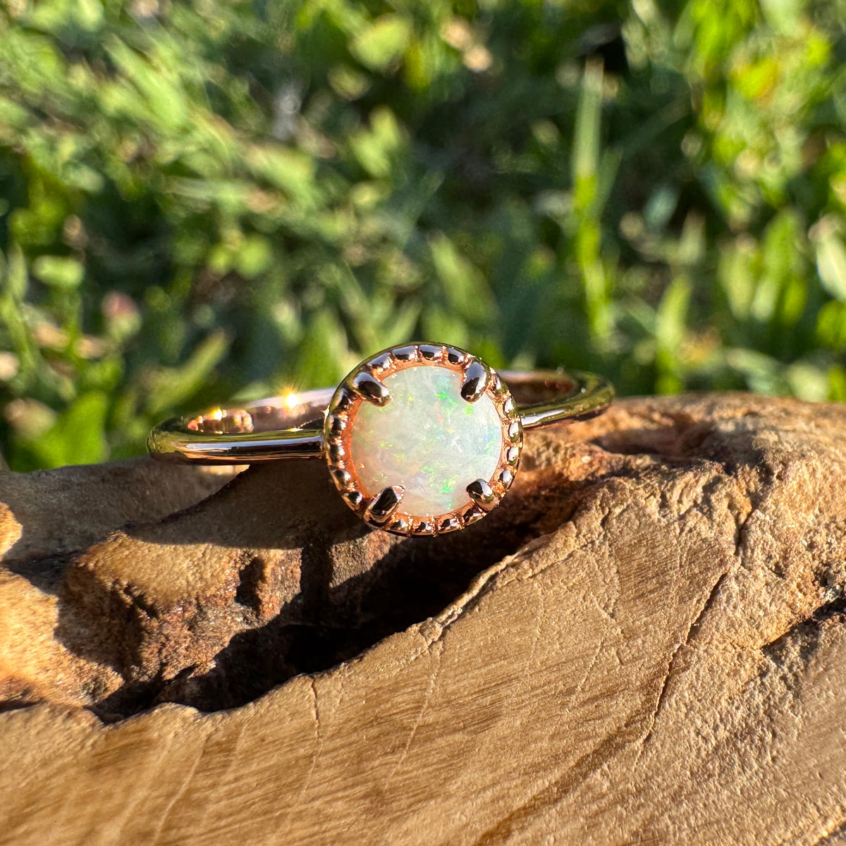 0.5ct Coober Pedy Opal Ring ~ 'Lake Wabby Sunrise' | Rose Gold Coated 925 Sterling Silver | Solid Australian Opal