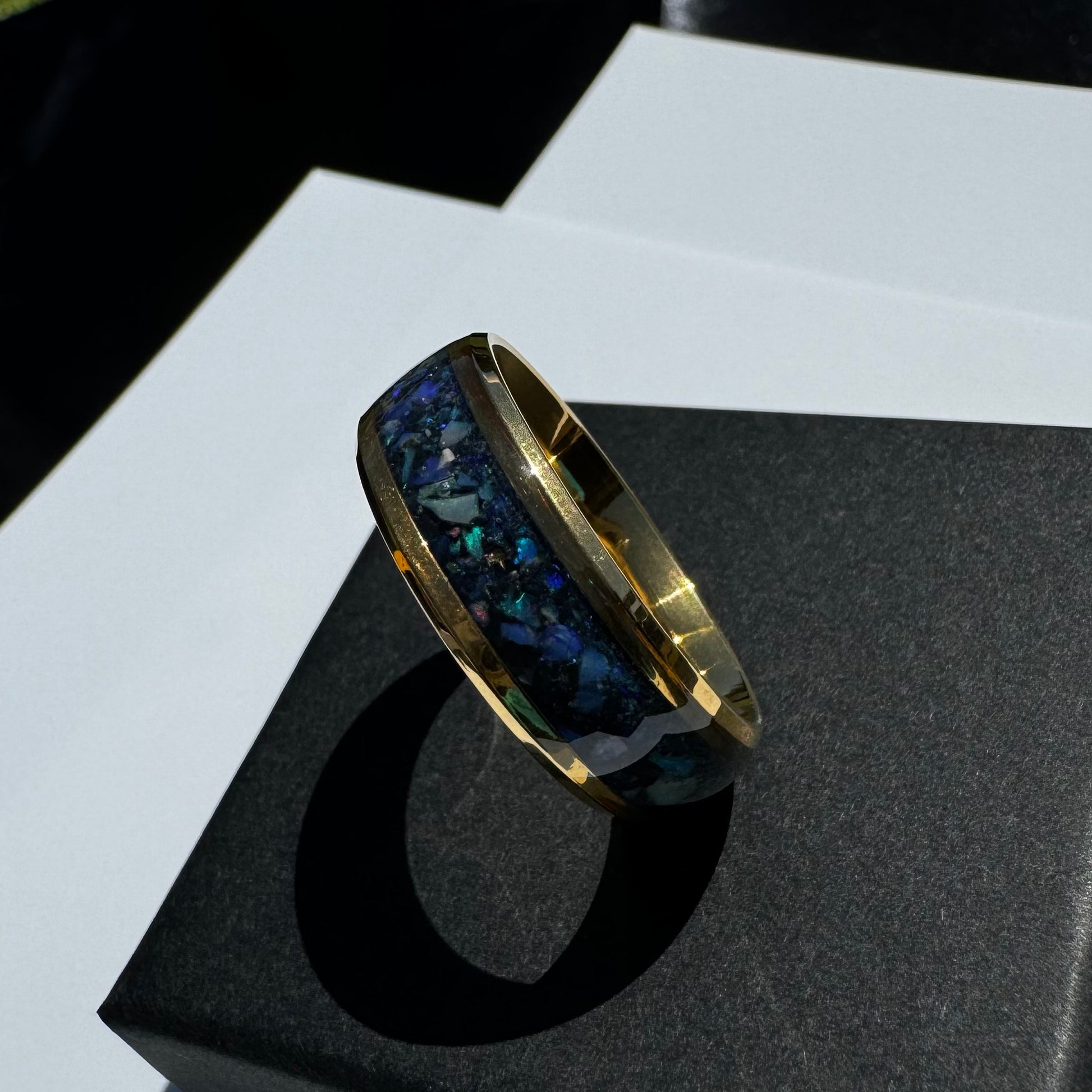 Handmade Australian Opal Ring Gold Surgical Steel Size O (7 1/4) - Iona Opal Australia