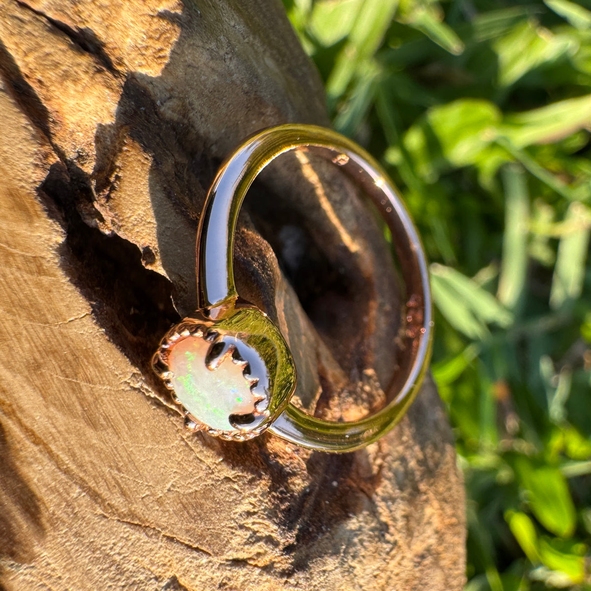 0.5ct Coober Pedy Opal Ring ~ 'Lake Wabby Sunrise' | Rose Gold Coated 925 Sterling Silver | Solid Australian Opal