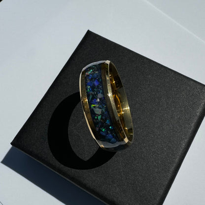 Handmade Australian Opal Ring Gold Surgical Steel Size O (7 1/4) - Iona Opal Australia