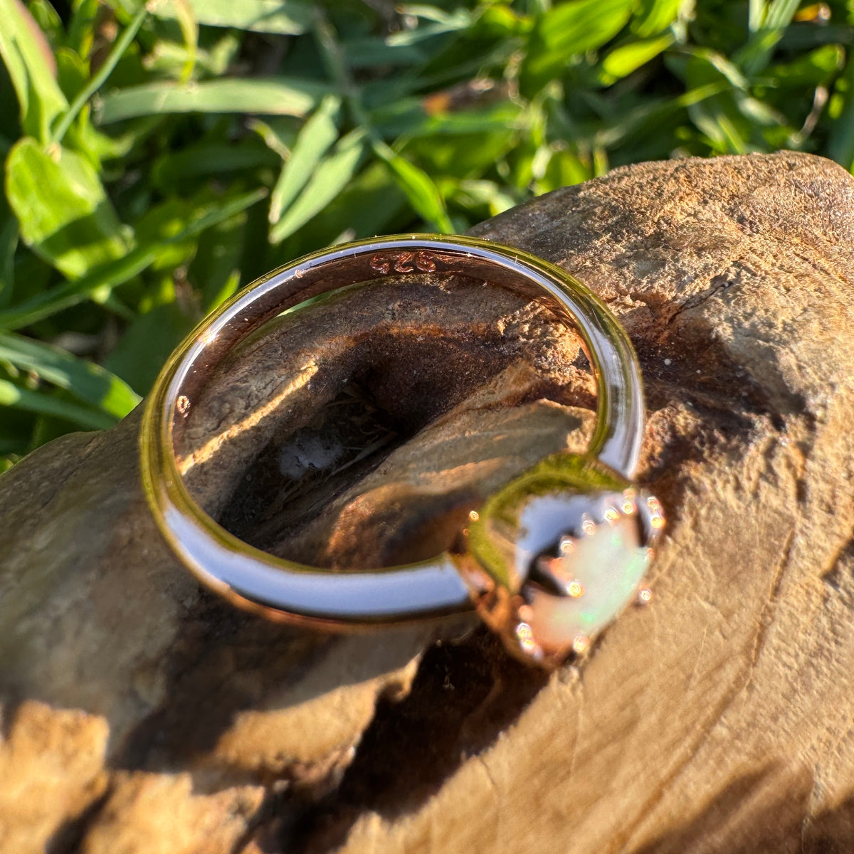 0.5ct Coober Pedy Opal Ring ~ 'Lake Wabby Sunrise' | Rose Gold Coated 925 Sterling Silver | Solid Australian Opal