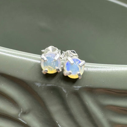 'Bungle Bungle Glow' ~ Handcrafted 0.7ct Solid Lightning Ridge Opal Earrings