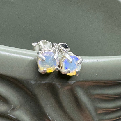 'Bungle Bungle Glow' ~ Handcrafted 0.7ct Solid Lightning Ridge Opal Earrings