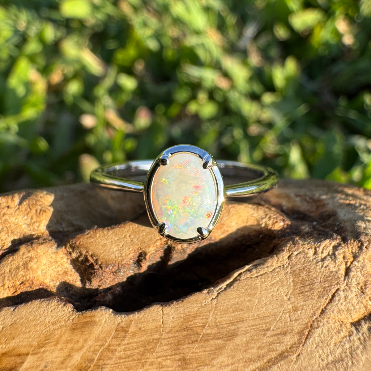 0.7ct Coober Pedy Opal Ring ~ 'Emily Gap Firelight' | 925 Sterling Silver | Solid Australian Opal