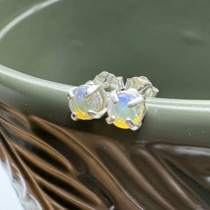 'Bungle Bungle Glow' ~ Handcrafted 0.7ct Solid Lightning Ridge Opal Earrings