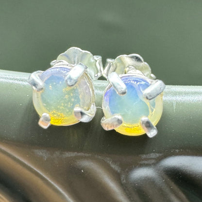 'Bungle Bungle Glow' ~ Handcrafted 0.7ct Solid Lightning Ridge Opal Earrings