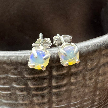 'Bungle Bungle Glow' ~ Handcrafted 0.7ct Solid Lightning Ridge Opal Earrings