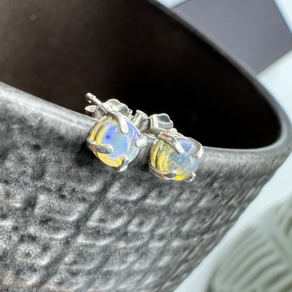 'Bungle Bungle Glow' ~ Handcrafted 0.7ct Solid Lightning Ridge Opal Earrings