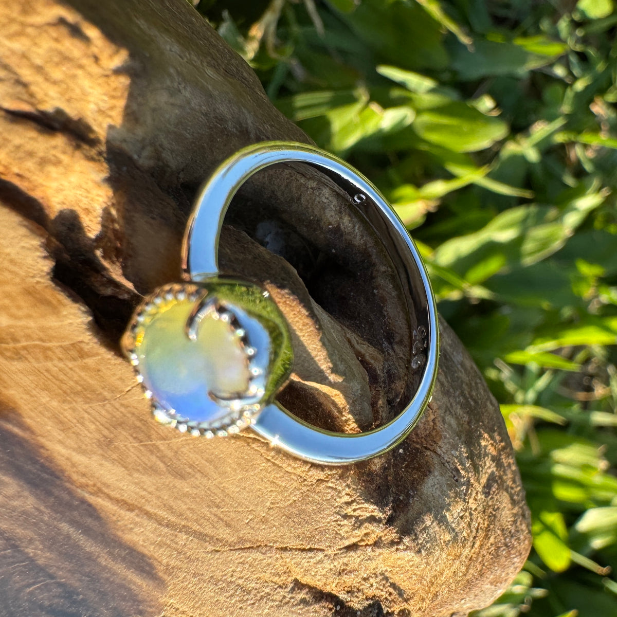 0.6ct Coober Pedy Crystal Opal Ring ~ 'Tasman Arch Skies' | 925 Sterling Silver | Solid Australian Opal