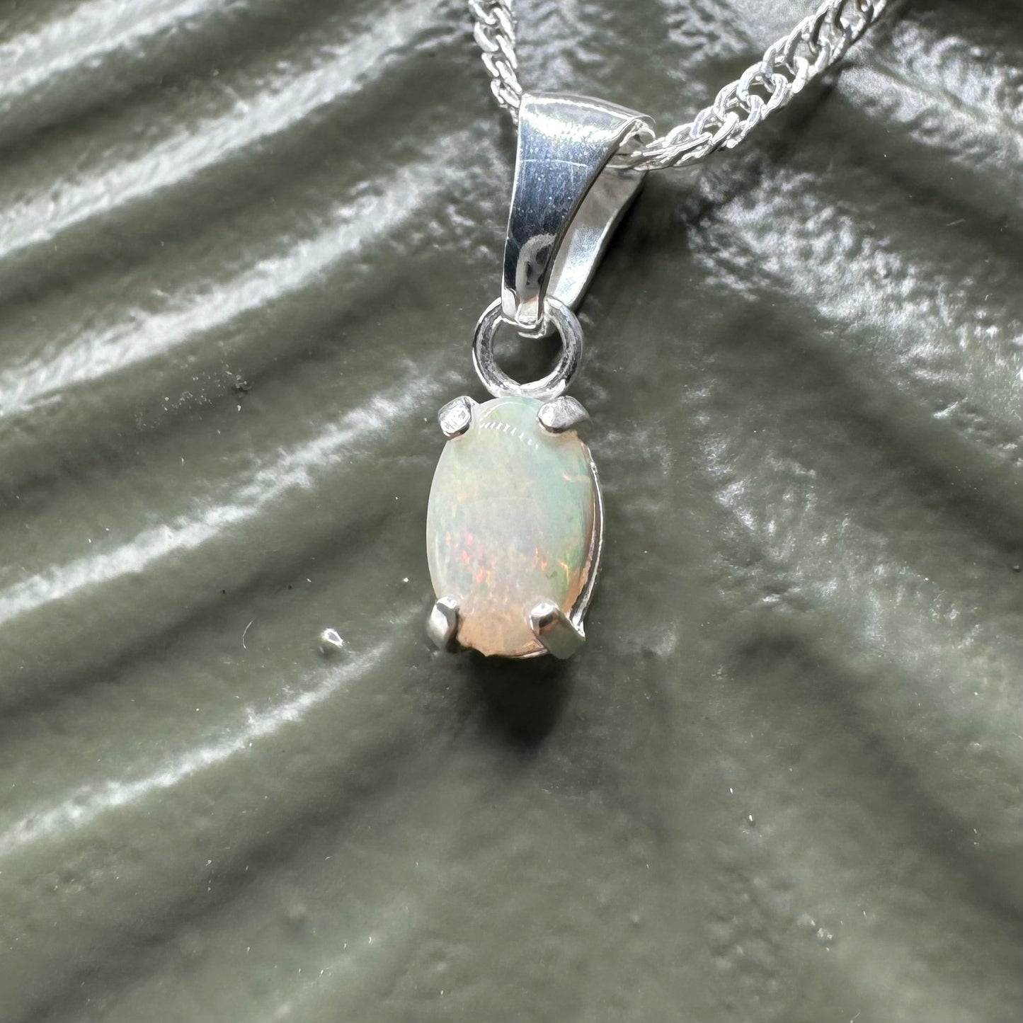 'MacDonnell Magic' ~ Handcrafted 0.6ct Solid Coober Pedy Opal Sterling Silver Pendant Necklace