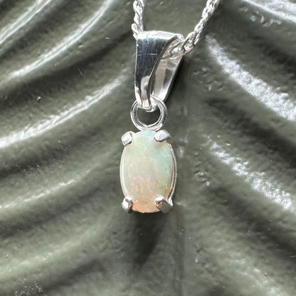 'MacDonnell Magic' ~ Handcrafted 0.6ct Solid Coober Pedy Opal Sterling Silver Pendant Necklace