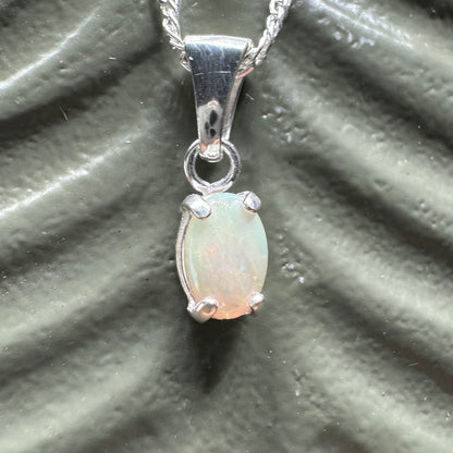 'MacDonnell Magic' ~ Handcrafted 0.6ct Solid Coober Pedy Opal Sterling Silver Pendant Necklace