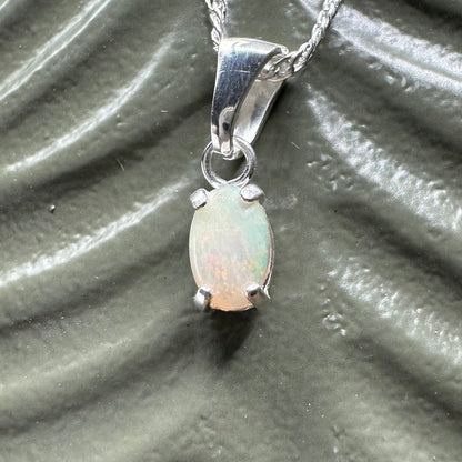 'MacDonnell Magic' ~ Handcrafted 0.6ct Solid Coober Pedy Opal Sterling Silver Pendant Necklace