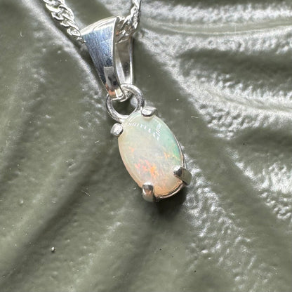 'MacDonnell Magic' ~ Handcrafted 0.6ct Solid Coober Pedy Opal Sterling Silver Pendant Necklace