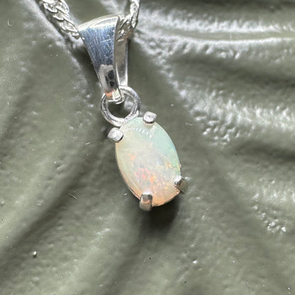 'MacDonnell Magic' ~ Handcrafted 0.6ct Solid Coober Pedy Opal Sterling Silver Pendant Necklace