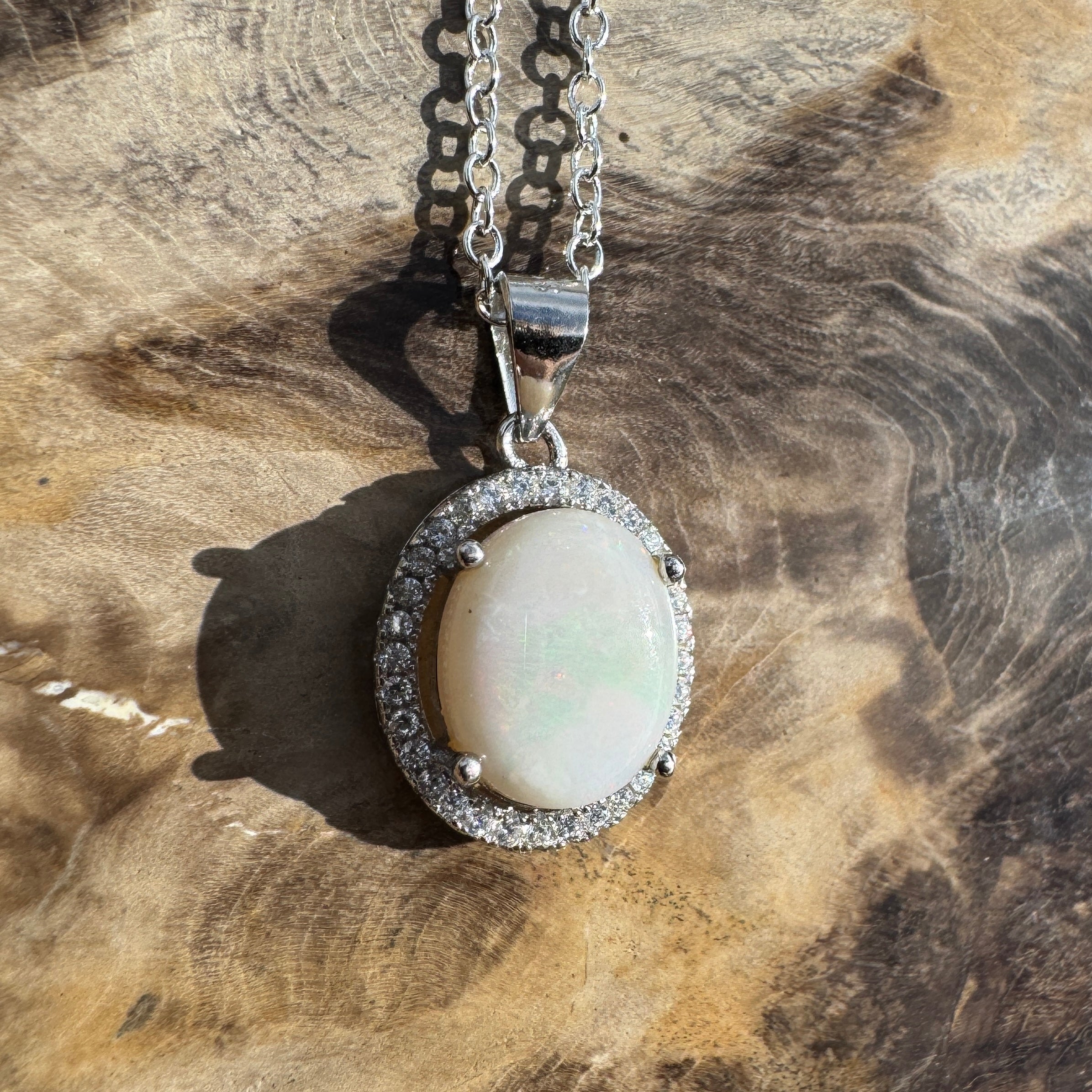 2ct Coober Pedy Opal Pendant Necklace ~ 'Gibber Glow' | 925 Sterling Silver | Solid Australian Opal