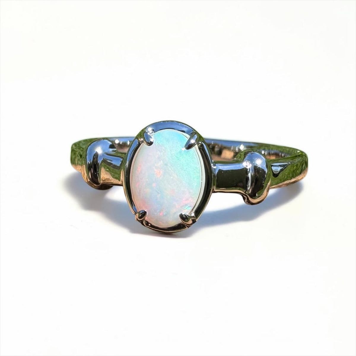 0.6ct Coober Pedy Opal Ring ~ 'Moonee Beach Firelight' | 925 Sterling Silver | Solid Australian Opal
