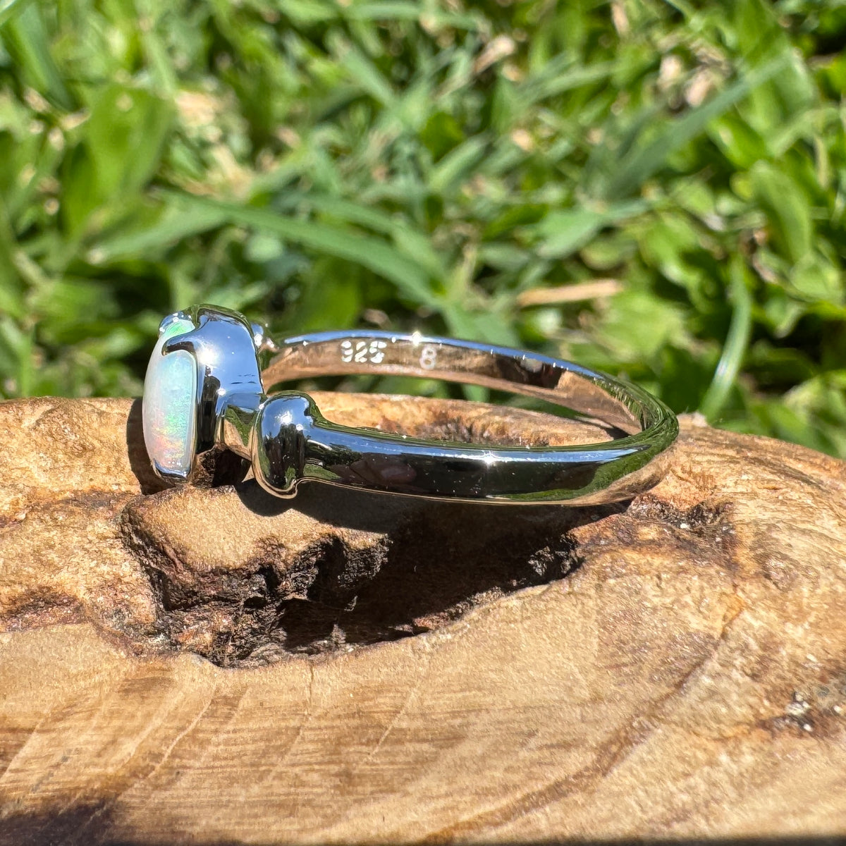 0.6ct Coober Pedy Opal Ring ~ 'Moonee Beach Firelight' | 925 Sterling Silver | Solid Australian Opal