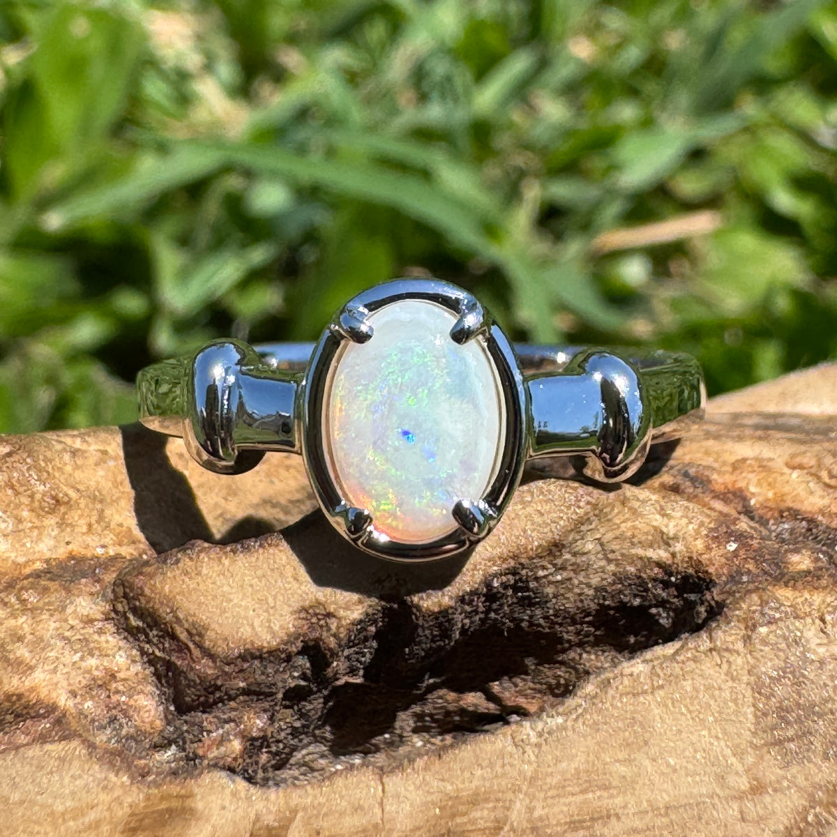 0.7ct Coober Pedy Opal Ring ~ 'Stanley Glow' | 925 Sterling Silver | Solid Australian Opal