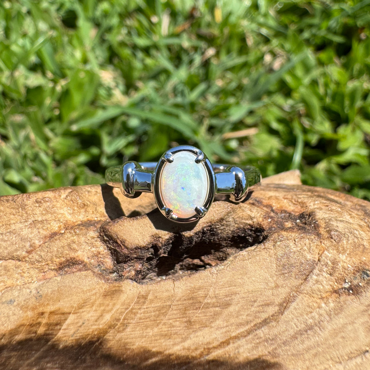 0.7ct Coober Pedy Opal Ring ~ 'Stanley Glow' | 925 Sterling Silver | Solid Australian Opal