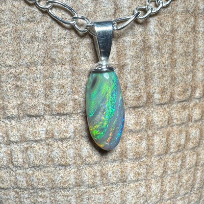 ‘Eucalyptus Whisper' ~ Handcrafted 2.1ct Solid Lightning Ridge Opal Sterling Silver Pendant