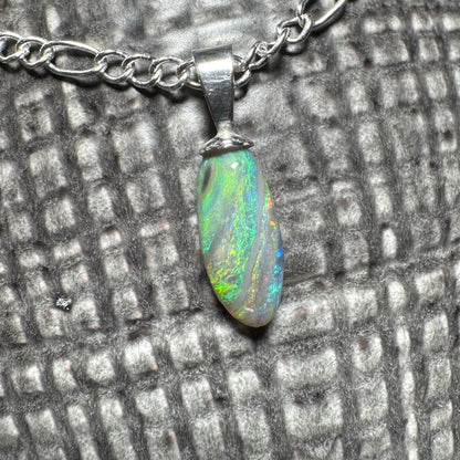 ‘Eucalyptus Whisper' ~ Handcrafted 2.1ct Solid Lightning Ridge Opal Sterling Silver Pendant