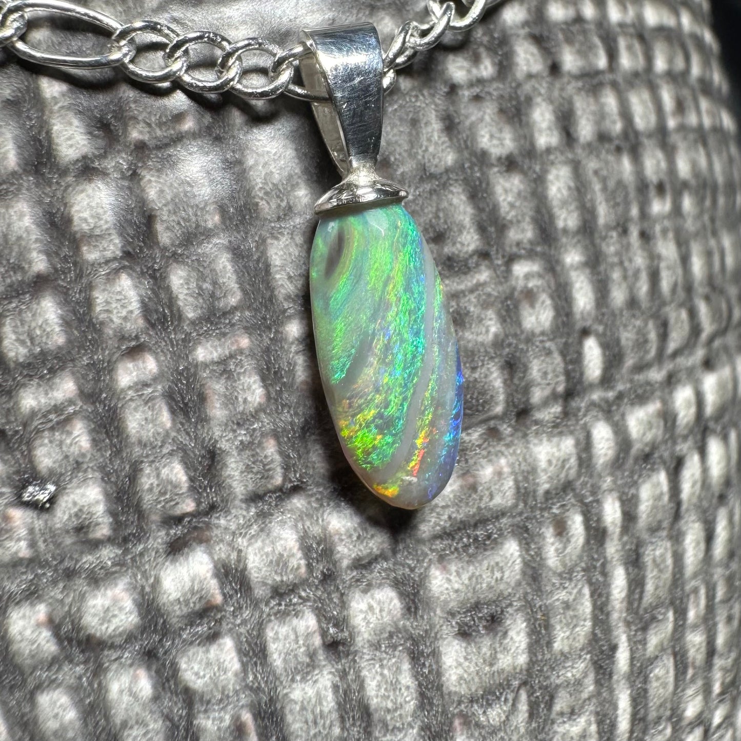 ‘Eucalyptus Whisper' ~ Handcrafted 2.1ct Solid Lightning Ridge Opal Sterling Silver Pendant