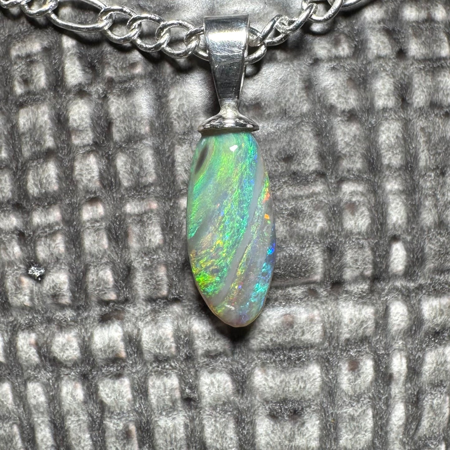 ‘Eucalyptus Whisper' ~ Handcrafted 2.1ct Solid Lightning Ridge Opal Sterling Silver Pendant