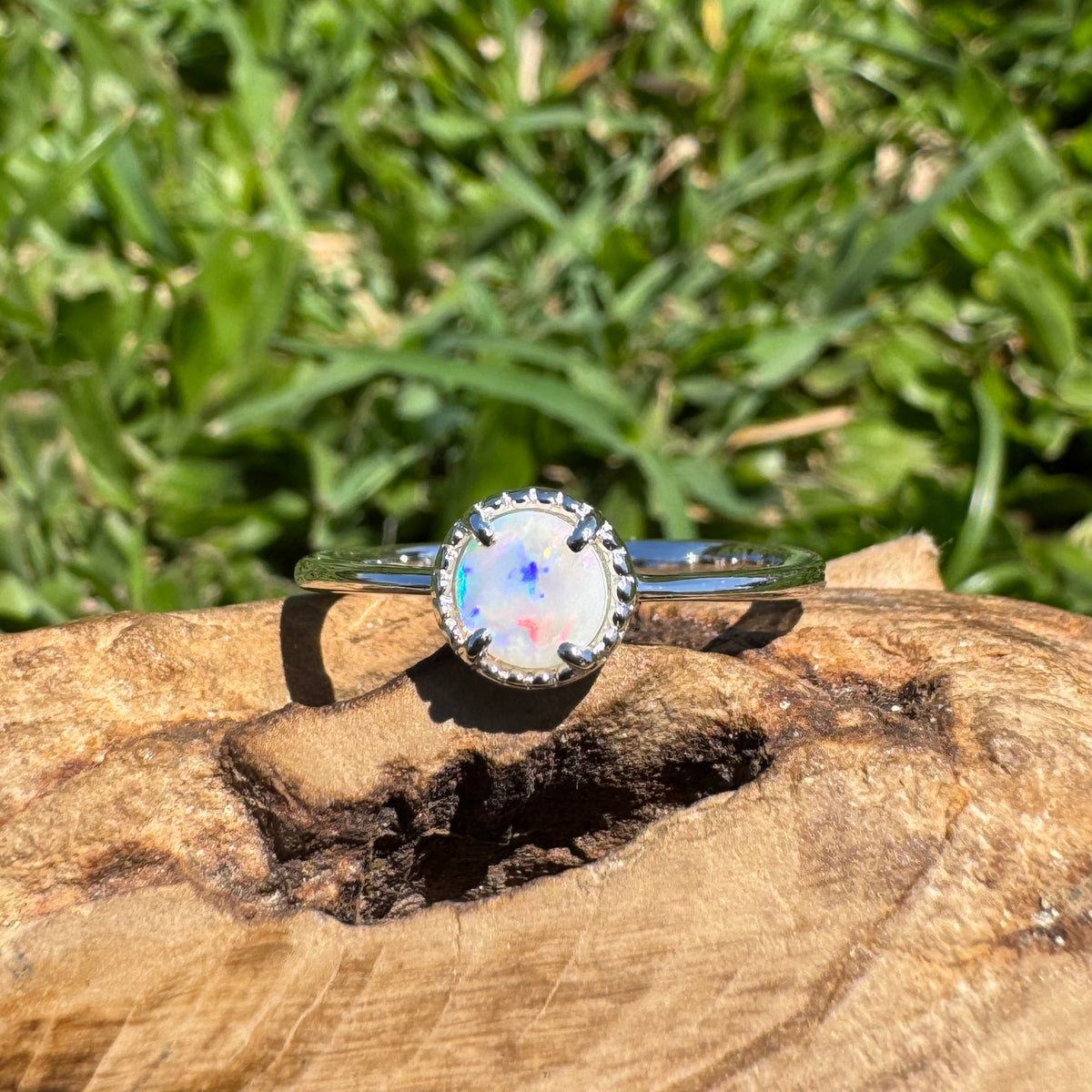 0.4ct Coober Pedy Opal Ring ~ 'Palm Valley Sunrise' | 925 Sterling Silver | Solid Australian Opal