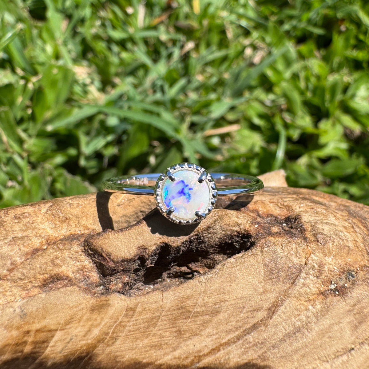 0.4ct Coober Pedy Opal Ring ~ 'Palm Valley Sunrise' | 925 Sterling Silver | Solid Australian Opal