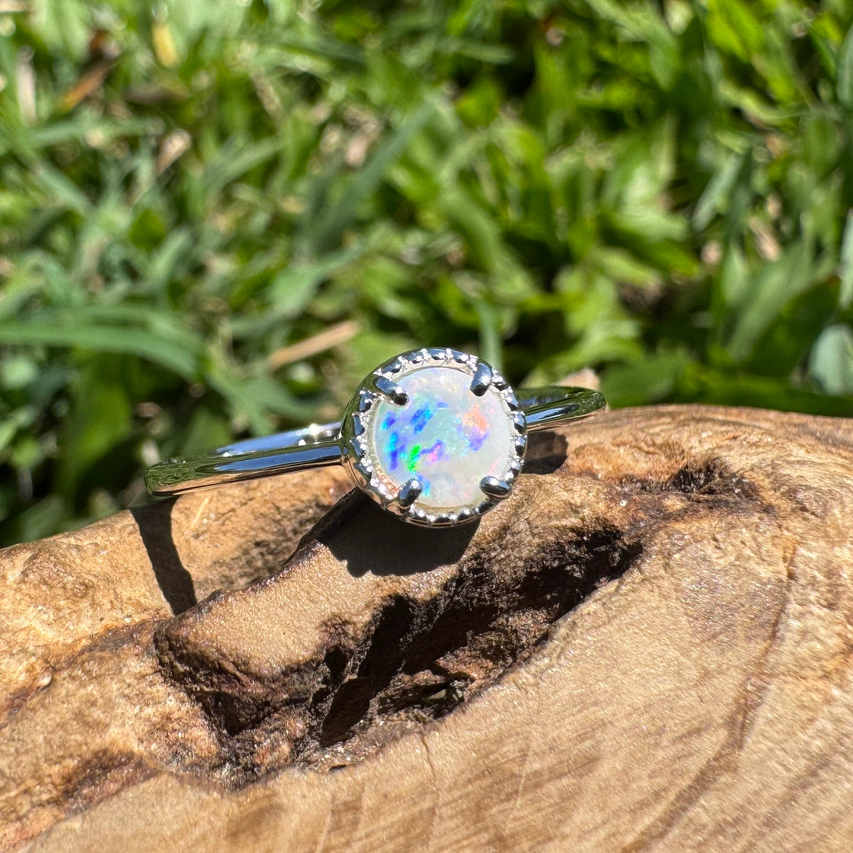 0.4ct Coober Pedy Opal Ring ~ 'Palm Valley Sunrise' | 925 Sterling Silver | Solid Australian Opal