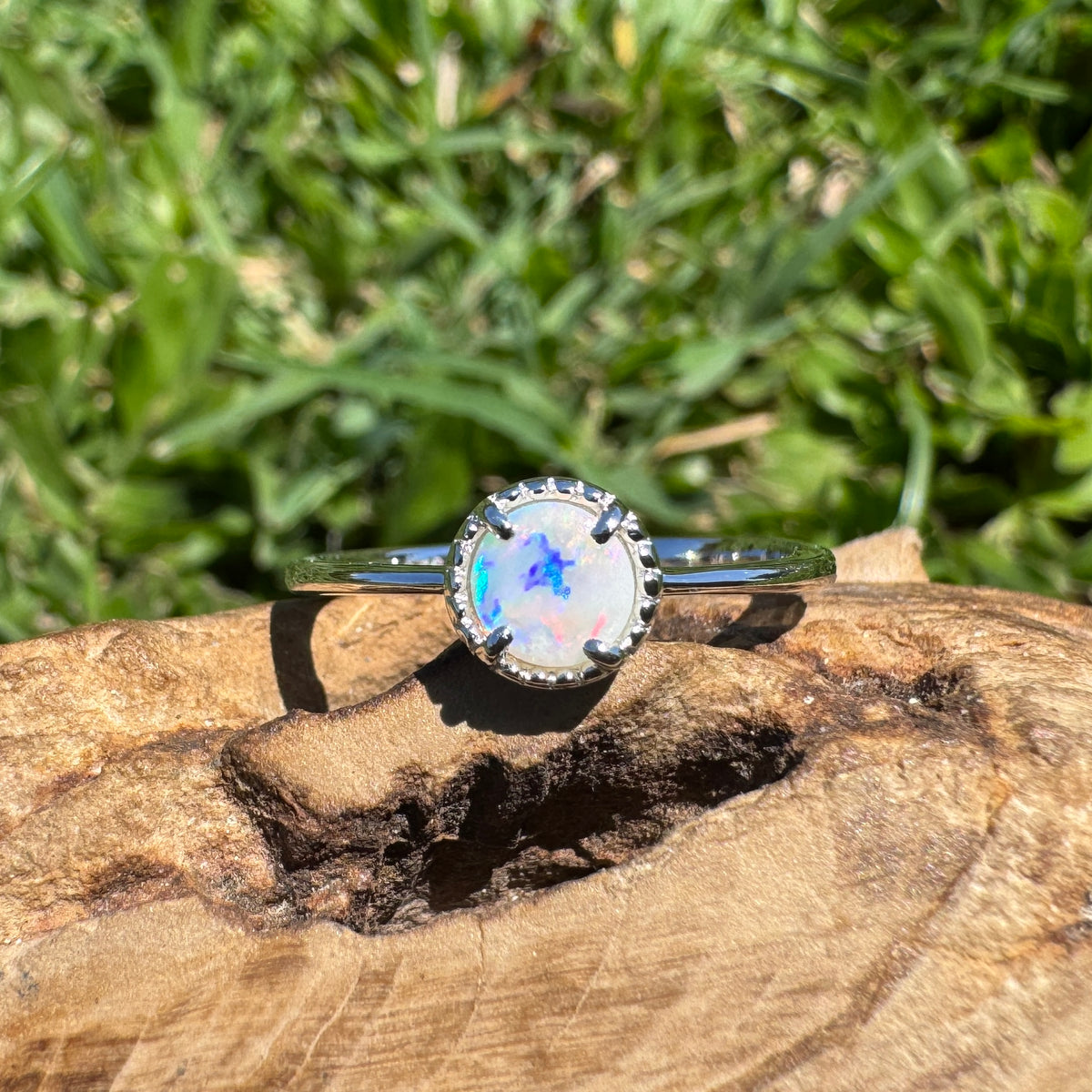 0.4ct Coober Pedy Opal Ring ~ 'Palm Valley Sunrise' | 925 Sterling Silver | Solid Australian Opal