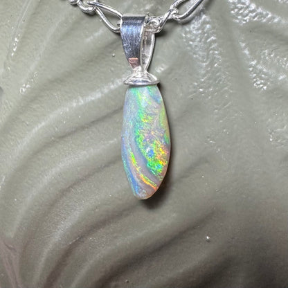 ‘Eucalyptus Whisper' ~ Handcrafted 2.1ct Solid Lightning Ridge Opal Sterling Silver Pendant