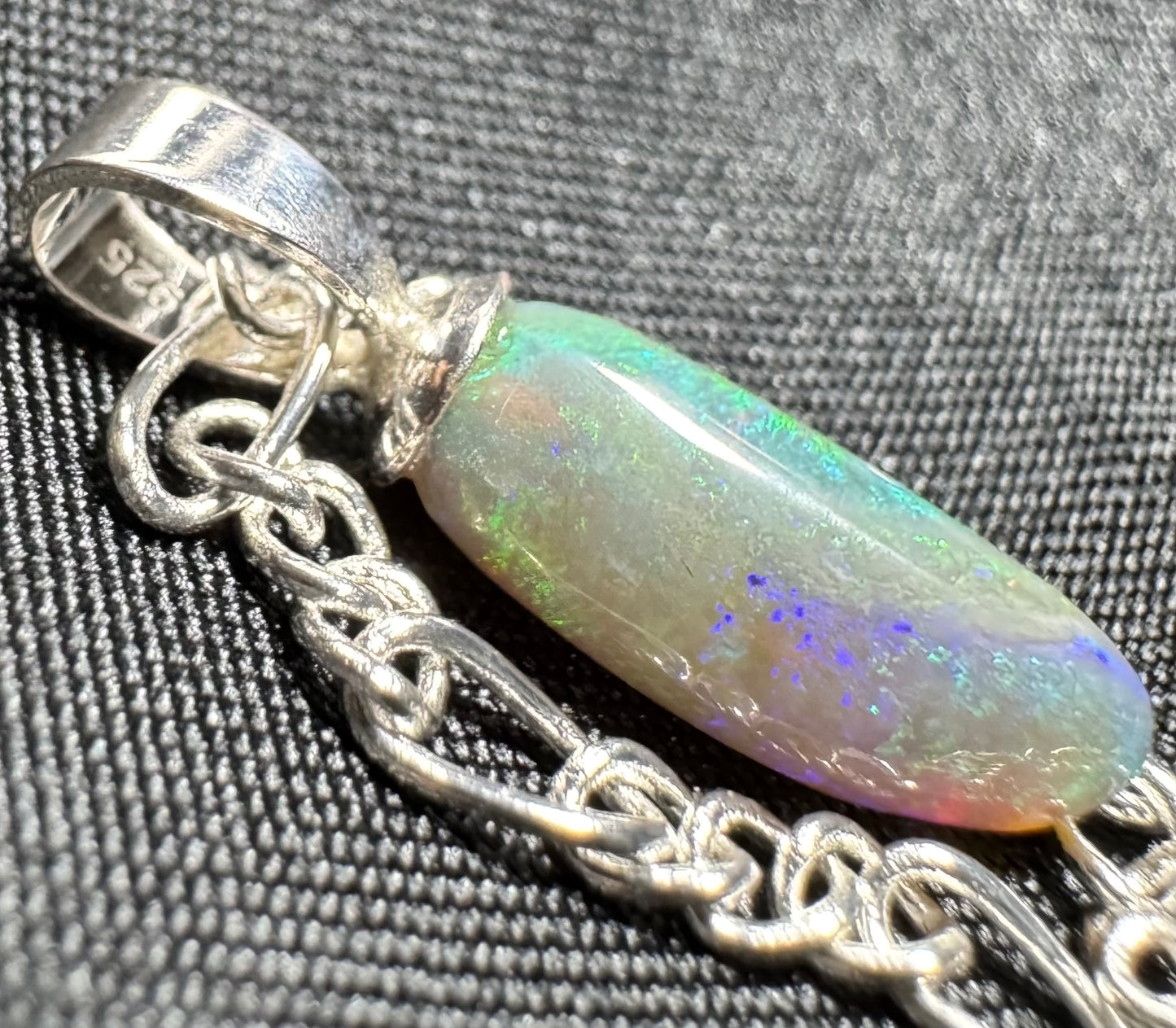 ‘Eucalyptus Whisper' ~ Handcrafted 2.1ct Solid Lightning Ridge Opal Sterling Silver Pendant