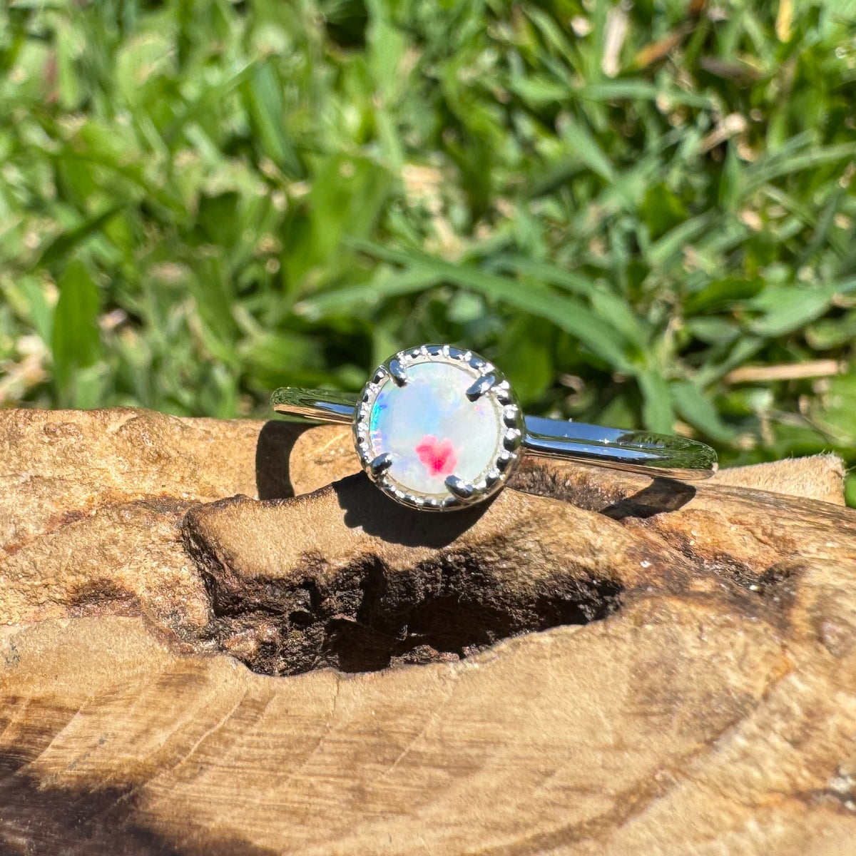 0.4ct Coober Pedy Opal Ring ~ 'Palm Valley Sunrise' | 925 Sterling Silver | Solid Australian Opal