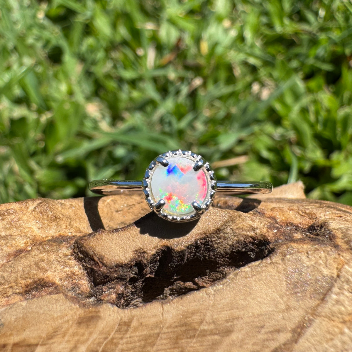0.4ct Coober Pedy Opal Ring ~ 'Palm Valley Sunrise' | 925 Sterling Silver | Solid Australian Opal