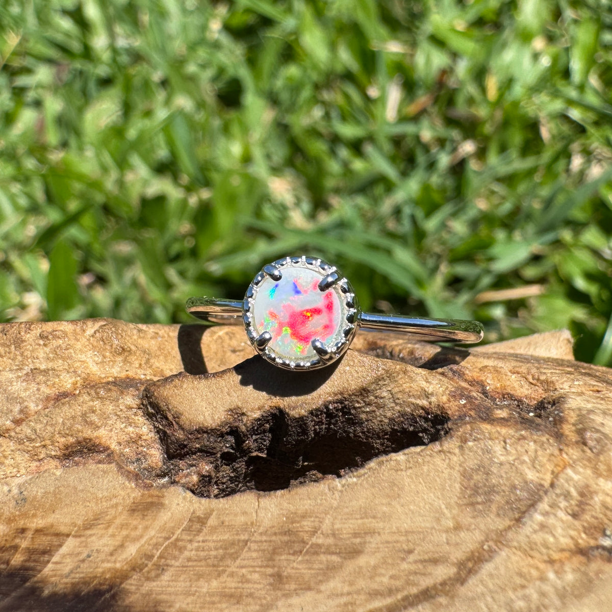 0.4ct Coober Pedy Opal Ring ~ 'Palm Valley Sunrise' | 925 Sterling Silver | Solid Australian Opal