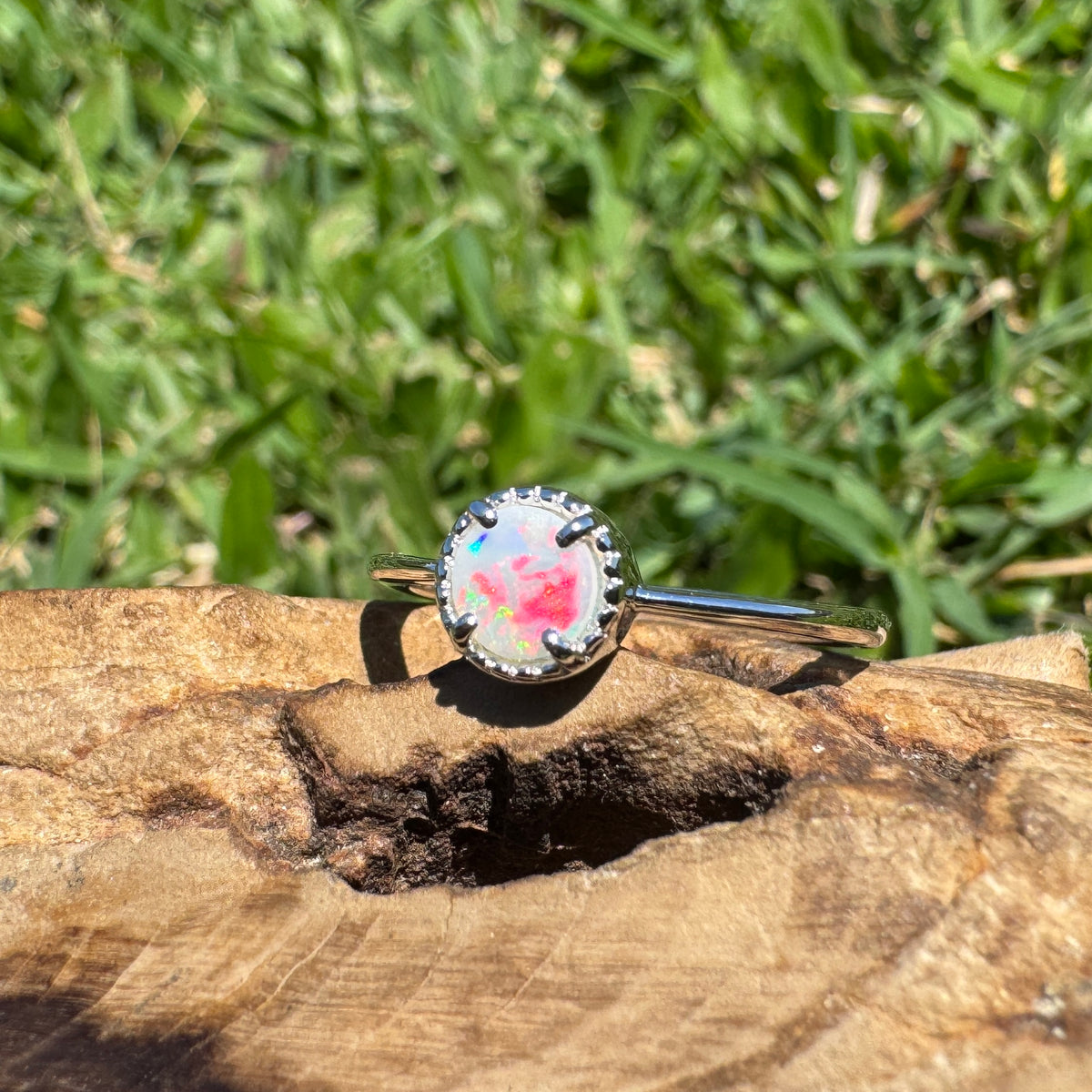 0.4ct Coober Pedy Opal Ring ~ 'Palm Valley Sunrise' | 925 Sterling Silver | Solid Australian Opal