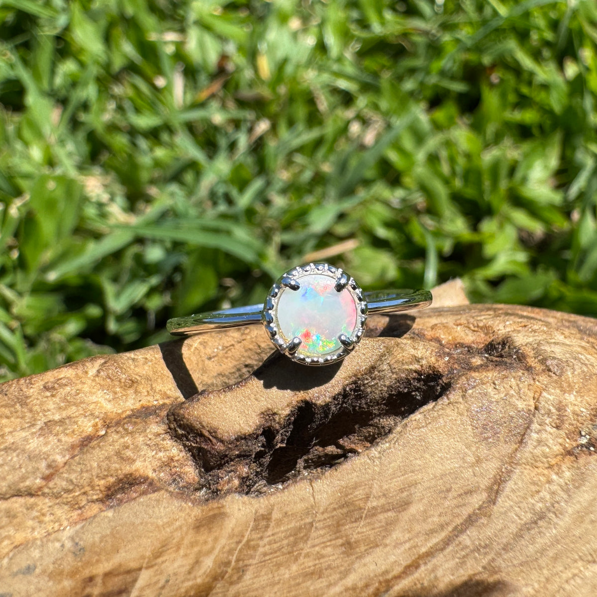 0.4ct Coober Pedy Opal Ring ~ 'Palm Valley Sunrise' | 925 Sterling Silver | Solid Australian Opal