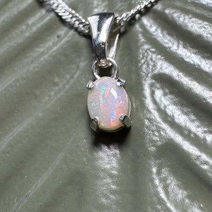 'Kakadu Reflections' ~ Handcrafted 0.6ct Solid Coober Pedy Opal Sterling Silver Pendant Necklace