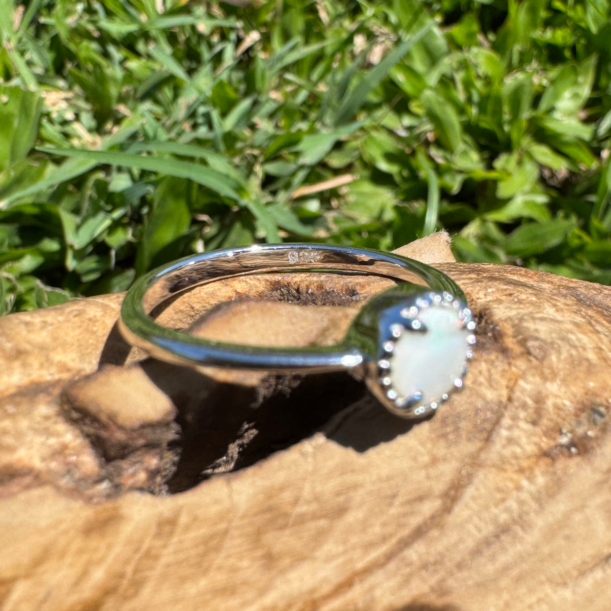 0.4ct Coober Pedy Opal Ring ~ 'Palm Valley Sunrise' | 925 Sterling Silver | Solid Australian Opal