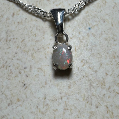 'Kakadu Reflections' ~ Handcrafted 0.6ct Solid Coober Pedy Opal Sterling Silver Pendant Necklace