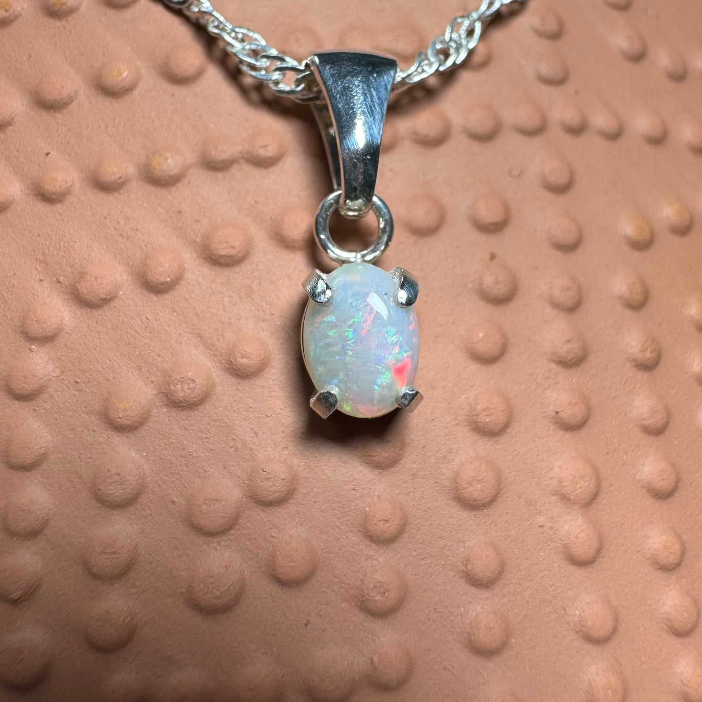 'Kakadu Reflections' ~ Handcrafted 0.6ct Solid Coober Pedy Opal Sterling Silver Pendant Necklace